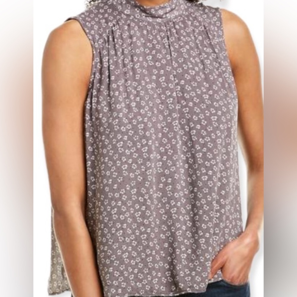 Anthropologie cloth & stone sleeveless mock neck top, size small